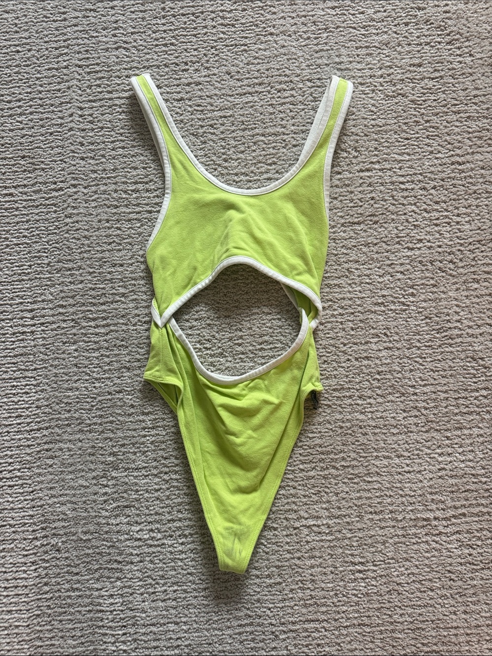 Urban Outfitters Neon Lime Cutout Bodysuit with White Trim